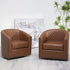Logan Faux Leather Tufted Swivel Club Chair - Brown Modern Swivel Chair | Swivel Accent Chairs | Kinwell Furniture | Swivel Armchairs